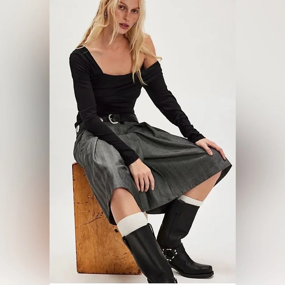 Free People Cupronickel Jenni Off the shoulder long sleeve top